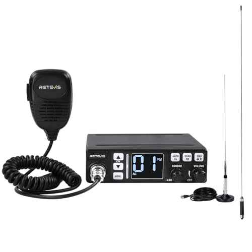 Retevis MB3 40-Channel AM/FM CB Radio Kit with Antenna, Full Set of Fixed-Mount Kit,ANL Noise Reduction, Emergency Channel 9/19, PA & VOX, Auto-Scan,External Speaker Jack,for Trucker Essentials