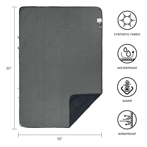 Black Large Waterproof Outdoor Blanket 80" x 58" | Thick 350 GSM Fleece, Windproof