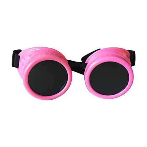Wocst Cyber Goggles Vintage Steampunk Goggles Glasses Welding Goth Cosplay(Pink)