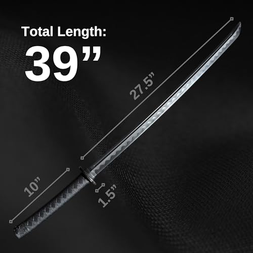 Martial Arts Training Sword 39 Inch Polypropylene Fake Weapon with Black Scabbard