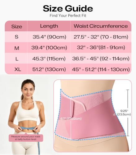 Pink 0.6mm Ultra Thin Back Brace for Lower Back Pain XL Support - Viranic