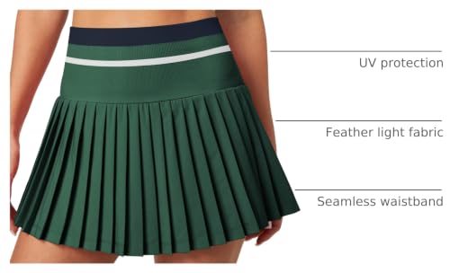 Heathyoga Pleated Tennis Skirt with Pockets for Women High Waisted Golf Athletic Skirt - Field Green Medium