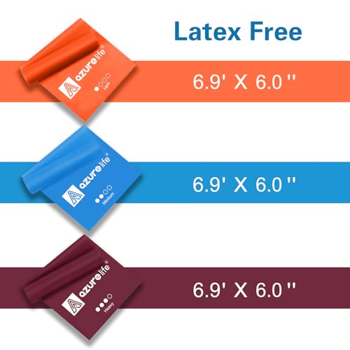 Resistance Bands Set 6.9FT Long Non-Latex Exercise Bands for Yoga Pilates & Rehab - Orange, Blue, Purple
