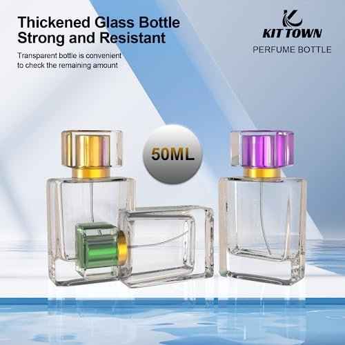 6 Pack Refillable Perfume Atomizer 50ml 1.7oz Large Perfume Bottle for Essential Oils, Perfumes,Empty Clear Glass Mist Spray Bottle for Traveling and Outgoing