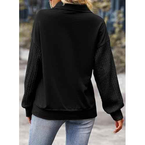 SHEWIN Womens Half Zip Sweatshirt Fall Loose High Neck Pullover Tops