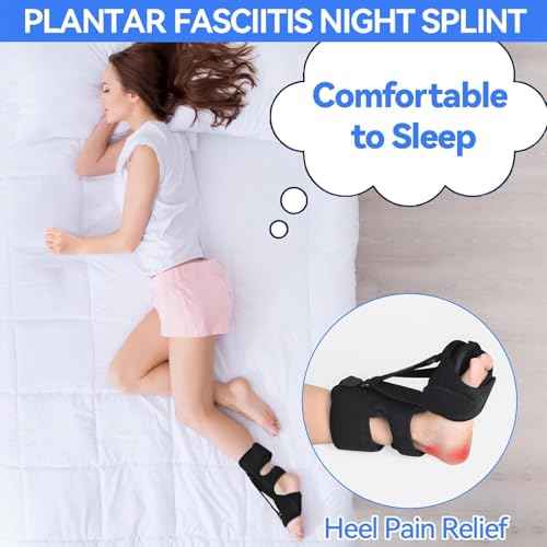 Plantar Fasciitis Night Splint for Women & Men - Universal Size 3 Adjustable Straps Achilles Tendonitis Brace, Heel Spur Pain Foot Splint, Plantar Fasciitis Relief for Sleeping, Black