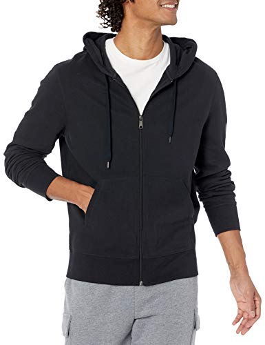 Men's Lightweight French Terry Full-Zip Hoodie - Large, Black