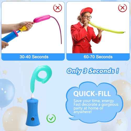 IDAODAN Balloon Pump Electric, Balloon Air Pump for Animal Balloons Long Balloons Pump for Balloon Animals, Twisty Curly Balloons Pump Electric