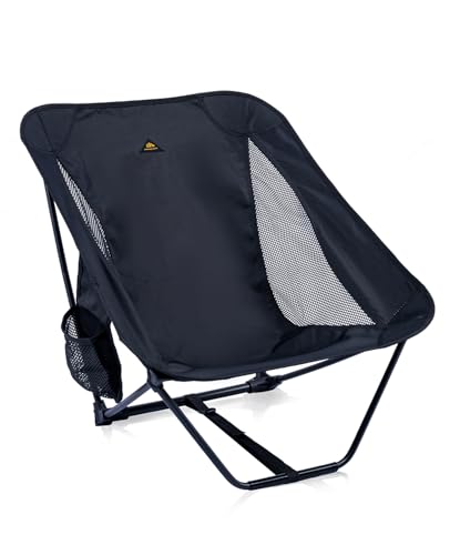 iClimb Ultralight Low Folding Chair Black - Compact Travel Seat