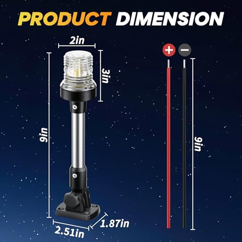 9 Inch Waterproof Marine Anchor Light Stern Navigation LED Light - IP67