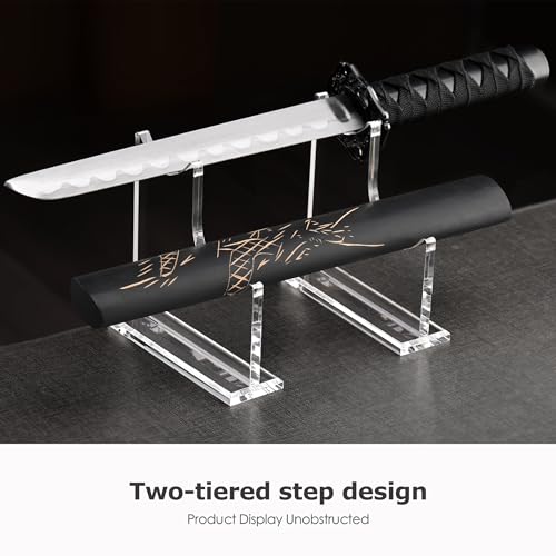 SANRUI 2-Tier Acrylic Sword Stand Adjustable Lightsaber Display Clear