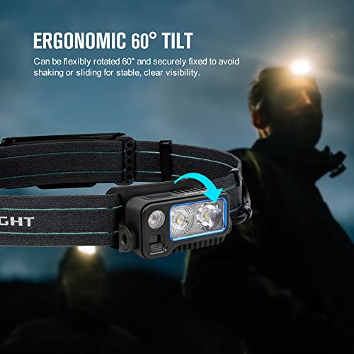 OLIGHT Array 2 Pro 1500 Lumens Headlamp with Red Light Option, Powered by USB-C Rechargeable LED Headlight with Motion Sensor for Outdoors, Camping, Running, Working (Black)