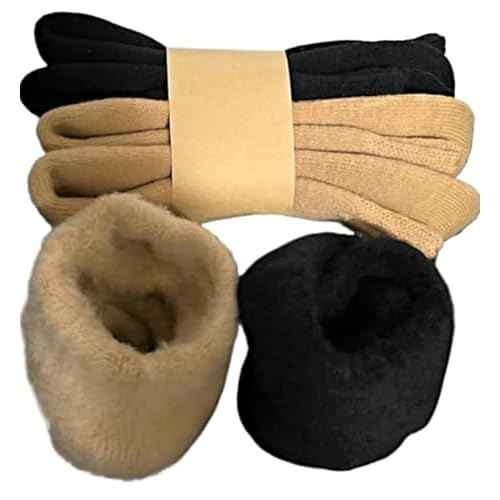 The House of Alpaca Thermal Wool 2 Pair Unisex Beige Black Neutral Colors Hiking Hunting Hockey Thick Warm Winter