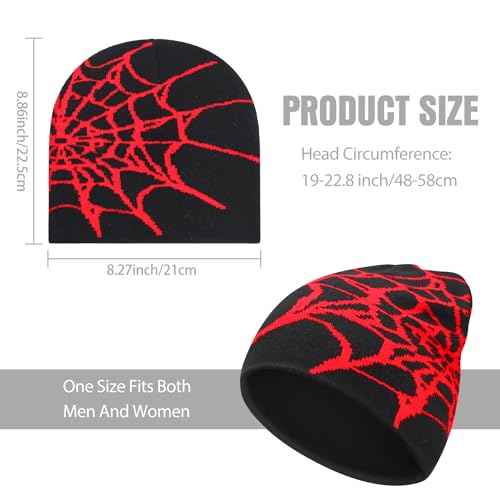 Men Women Y2K Beanies Gothic Graphic Knitted Hat Winter Warm Beanies Casual Outdoor Skull Cap