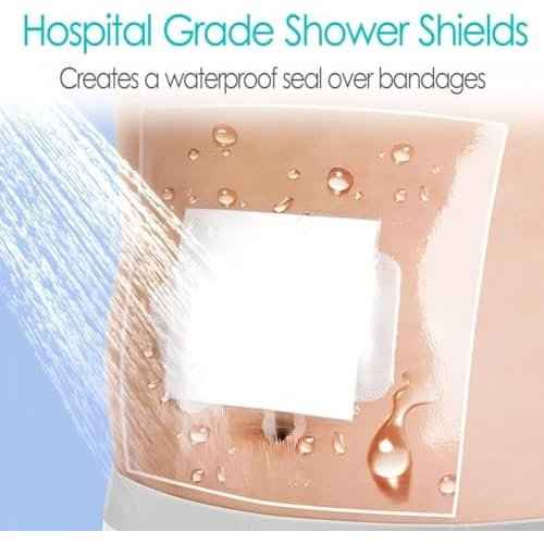 12"x15.7" Waterproof Shower Cover Incision Bandages for Large Wound with No Glue On The Center Adhesive Transparent Shower Protector Post Surgical Water Barrier Guard Pack of 7
