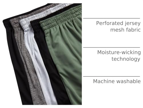 Boys Mesh Basketball Shorts with Pockets - Black Green, 14-16, Athletic Workout