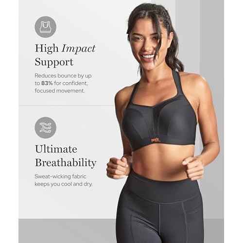 Panache Women's High Impact Underwire Sports Bra | Black 28E | Max Support, Moisture Wicking, Heavy Duty Sports Bra for Women