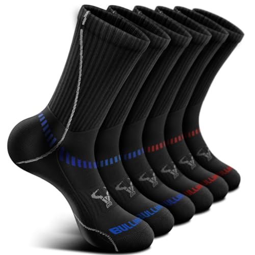 Men's Athletic Compression Crew Socks - 6 Pack for Running & Gym