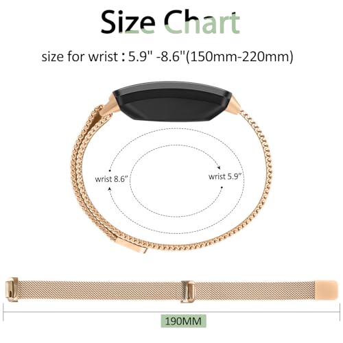 Rose Gold Metal Fitbit Inspire 2 Wristband Mesh Replacement Strap