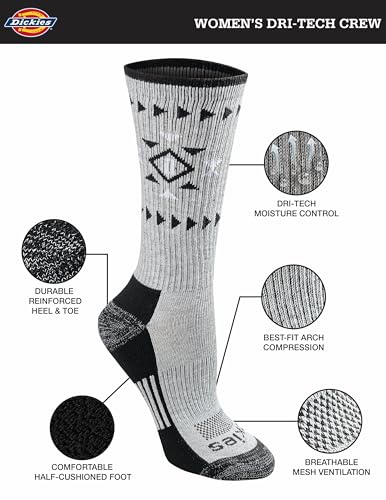 Dickies Women's Dri-Tech Moisture Control Crew Socks - Tribal / Small (6 Pairs)