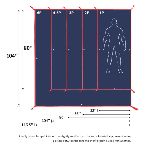Frelaxy Tent Footprint - Dark Blue, 1 Person, Waterproof Camping Tarp 33" x 80"