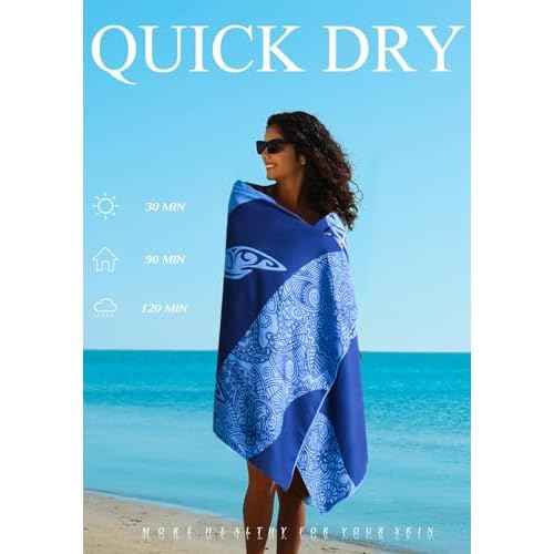 2 Pack Microfiber Lightweight Thin Beach Towel Sand Free Quick Dry Super Absorbent Large Towels for Swimming Pool Yoga Gym Travel Vacation Beach Accessories Essentials