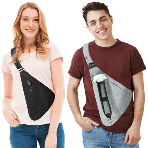 Sling Bag for Men,RFID Crossbody Hiking Backpack Chest Shoulder Tactical Bag with Water Bottle Bag for Travel