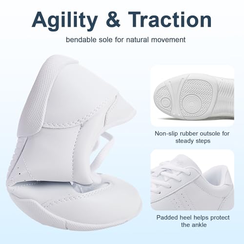 Girls White Cheerleading Dance Shoes - 4 Big Kid / White 2116-Girls - BAXINIER