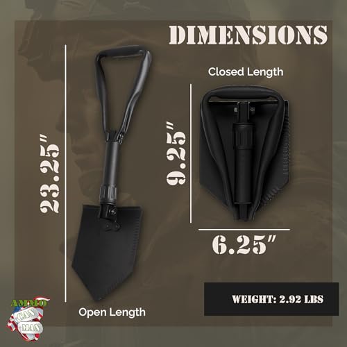 Military-Grade Folding Camping Shovel Set - Survival Entrenching Tool with Carrier
