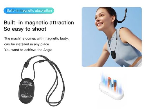 FOUKWAKC H7 64GB 1080P Thumb Action Camera, Mini Body Cameras, Wearable Pocket Vlogging Camera with Magnetic Lanyard, Small Portable Camcorder Helmet Cam for Work, Cycling, Travel, Pet Walking