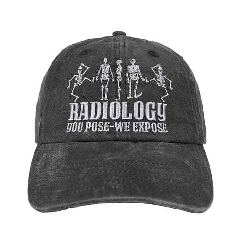 InnoBeta Radiology Gifts Cap for Men Women - Adjustable Vintage Washed Cotton Embroidered Hat - Radiology Tech Week Gift - Grey