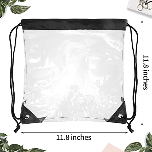 30 Pack Clear Drawstring Backpack for Stadium Sports and Events - Black