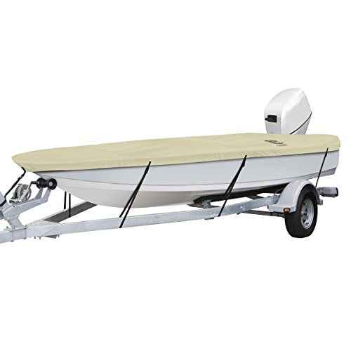 Classic Accessories DryGuard Waterproof Boat Cover, Fits Boats 14' - 16' L x 75" W, Trailerable Boat Cover with Bow, Windshield and Stern Reinforcement Panels, Model A
