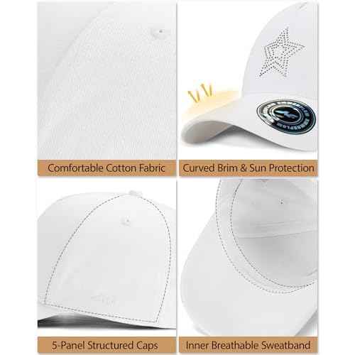 Shiny Rhinestone Baseball Caps for Women Structured Adjustable Trendy Sun Hat Star Golf Dad Hat