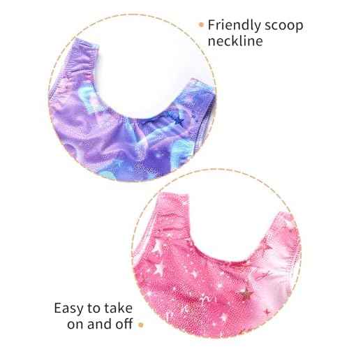 2 Pack Leotard for Girls Gymnastics Sparkly Tumbling Unitards with Shorts Sleeveless One Piece Biketards