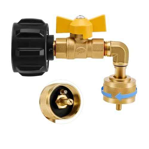 WADEO Propane Refill Adapter for 1lb Fuel Keg, Propane Adapter 20lb to 1lb Converter with Control Valve ONLY for Fuel Keg Refillable Propane Cylinder 1 lb