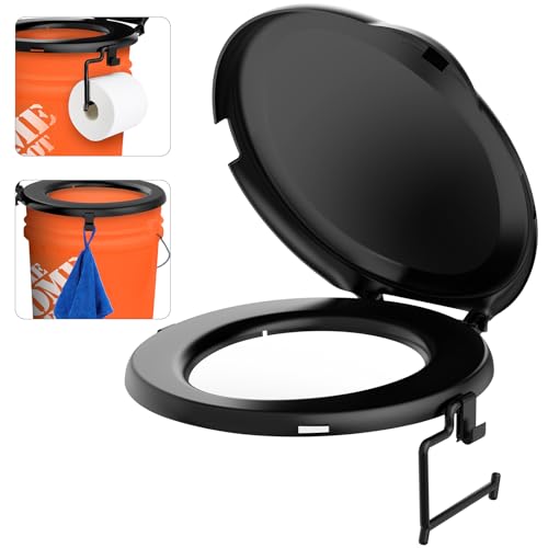 Black Portable Toilet Seat for 5 Gallon Buckets Camping Hiking Outdoor