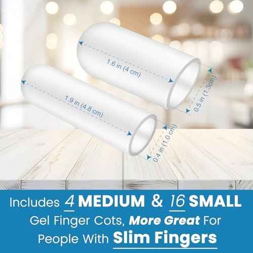 20Pcs Gel Finger Cots, Small Silicone Finger Protectors Sleeves, Fingertip Cover Caps to Heal Cracked, Eczema, Peeling, Hangnails, Corn, Calluses
