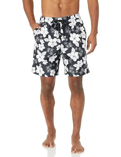 Men's 9-Inch Quick-Dry Breathable Swim Trunks with Mesh Liner - XX-Large Black Hibiscus