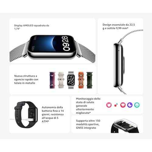 Xiaomi Smart Band 8 Pro Fitness Tracker, 1.74"" AMOLED Display, up to 20 Days Battery, 5ATM, SpO2 Tracking, Sleep and Heart Rate Monitoring, 150+ Training Modes, Pedometer, Silver/Gray