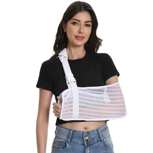 White Arm Sling for Broken Arm Torn Rotator Cuff Shoulder Elbow Wrist Injury Mesh Adults Support Brace for Men and Women (White)