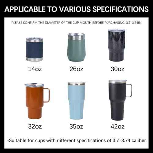 2 Pack 30 oz Tumbler Replacement Lids Plastic Splash Covers tops for 30 oz coffee cup lids Clear Cup Covers for Inner diameter 3.62 to 3.66 Inch Mouth Tumbler Cooler