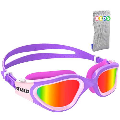 OMID Kids Swim Goggles - A2 Purple Frame Red Lens for Ages 6-14
