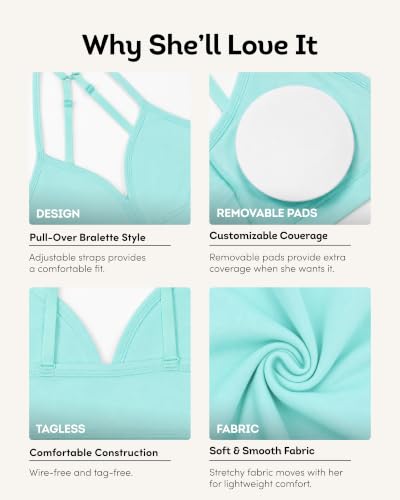 Girls' Soft & Smooth Seamless Training Bra XL Aruba Blue & White