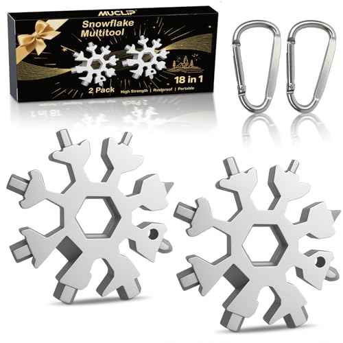 Stocking Stuffers for Men 2025,18-in-1 Snowflake Multi Tool 2 Pack,White Elephant Gifts for Coworkers,Adults,Stainless Steel Multitool with Carabiner & Bottle Opener - Gift for Him (Silver)