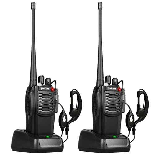 pxton S1 walkie talkies for Adults with earpieces and Rechargeable 1500mAh Li-ion Battery£¬walkie Talkie has VOX£¬TOT£¬Emergency Alarm£¬Battery Low Alert£¬Flashlight£¬Scan Function£¨2 Pack£©