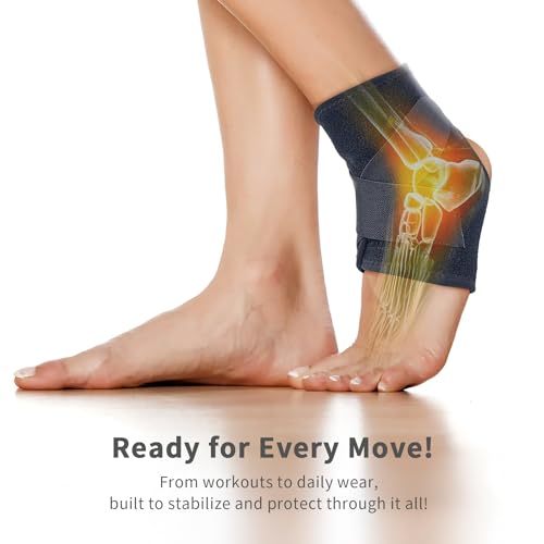 Ankle Brace for Men Women Adjustable Compression Sleeve - Classic Black, One Size