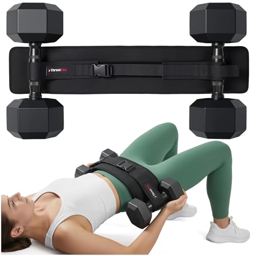 Adjustable Hip Thrust Belt for Dumbbells and Kettlebells – Non-Slip Glute Bridge Strap, Fits Up to 28.5 Inches