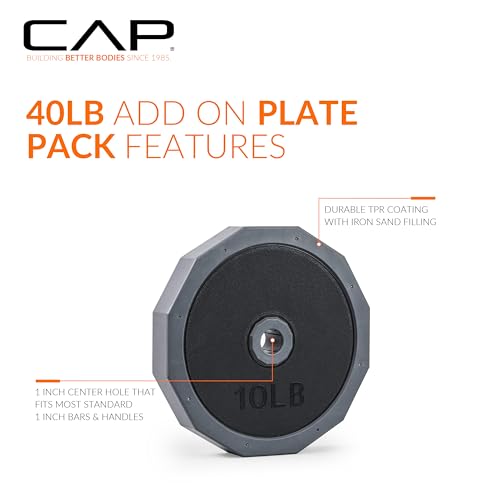 CAP Adjustable Weight Set 40 lb Plate Pack Addon for Home Gym Fitness