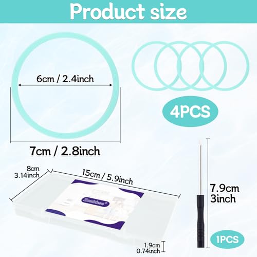 4-Pack Silicone O-Rings Replacement Seals for Owala Water Bottles - Blue Variation